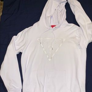 All white guess hoodie